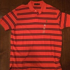 Ralph Lauren polo shirt orange and stripe nwtag